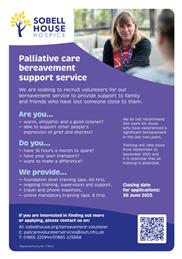 Sobell House Hospice are currently recruiting Bereavement Volunteers from your area.